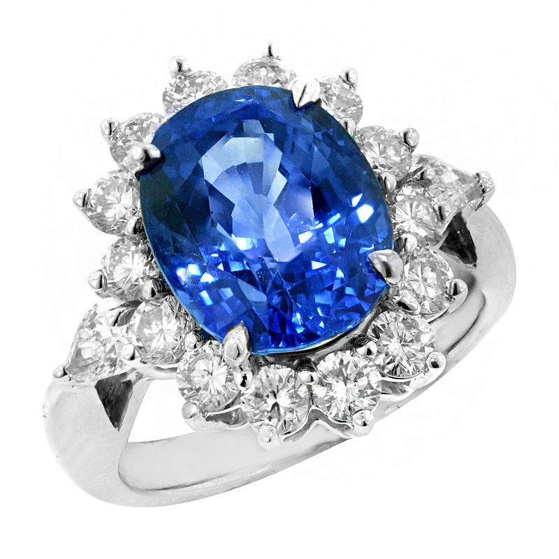View A PLATINUM SAPPHIRE AND DIAMOND RING